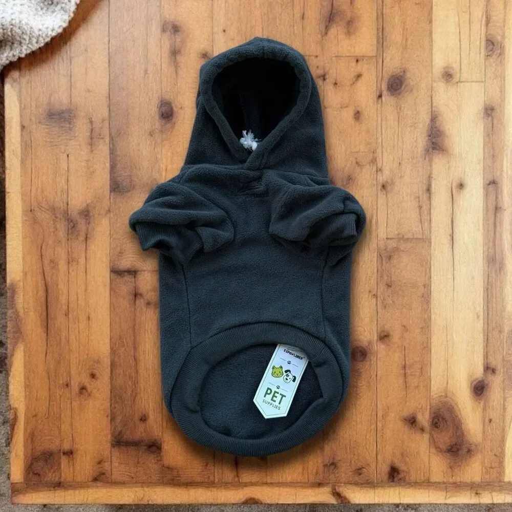 Dog Hoodie Sweater Charcoal Gray Fleece Sz S